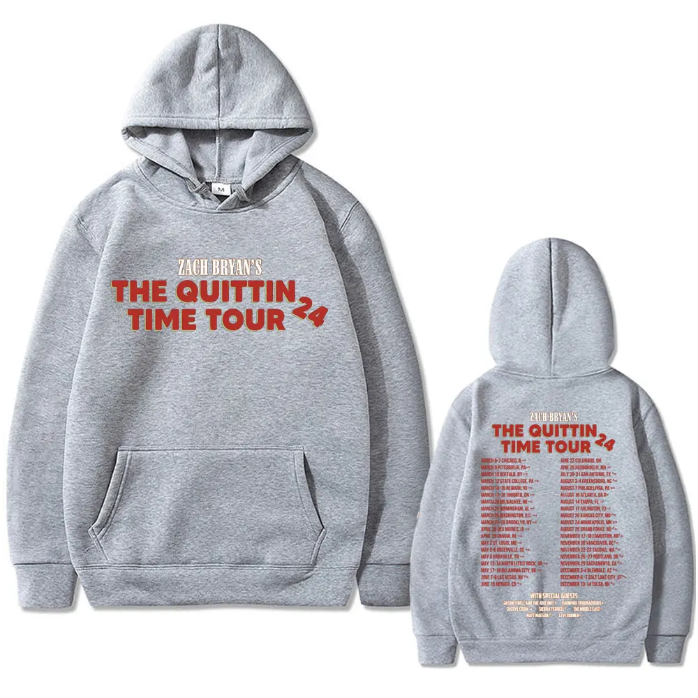 Zach Bryan The Quittin Time Tour Hoodie Men Women Fashion Vintage Oversized Hooded Sweatshirt Male Casual Fleece Cotton Hoodies