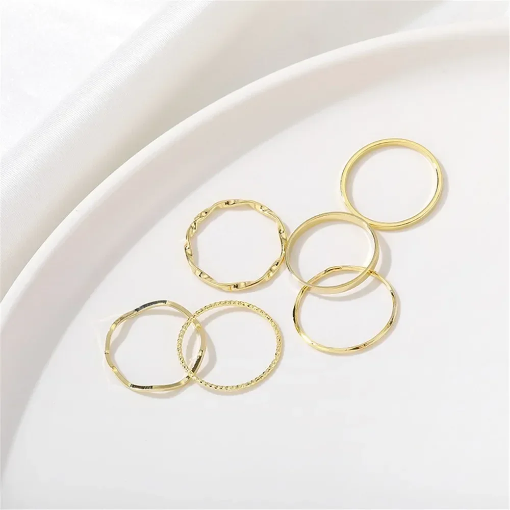 14K Gold Flower Wave Ring Ring Handmade Diy Hand Ring Jewelry Material Accessories Q003