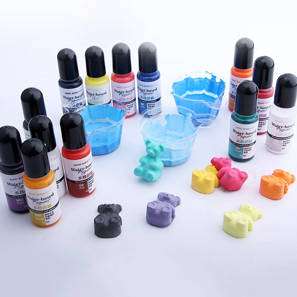 12 Colors 10ml Gypsum Cement Coloring Planter Pigment Gypsum Powder Color Concentrate Concrete Cement Plaster Making Supplies