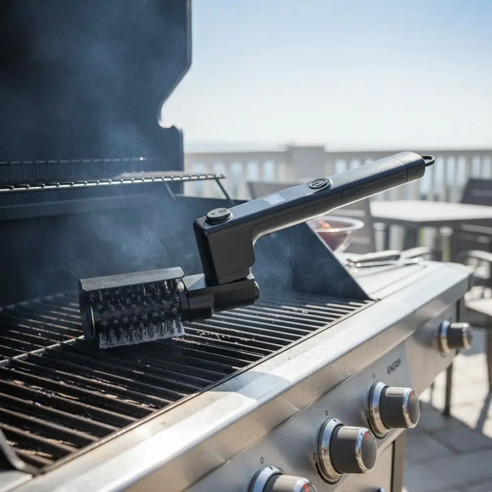 

360 Degree Rotate LCD Display Electric BBQ Grill Brush Adjustable Angle Wireless BBQ Grill Cleaning Brush 3 Speed Low Noise