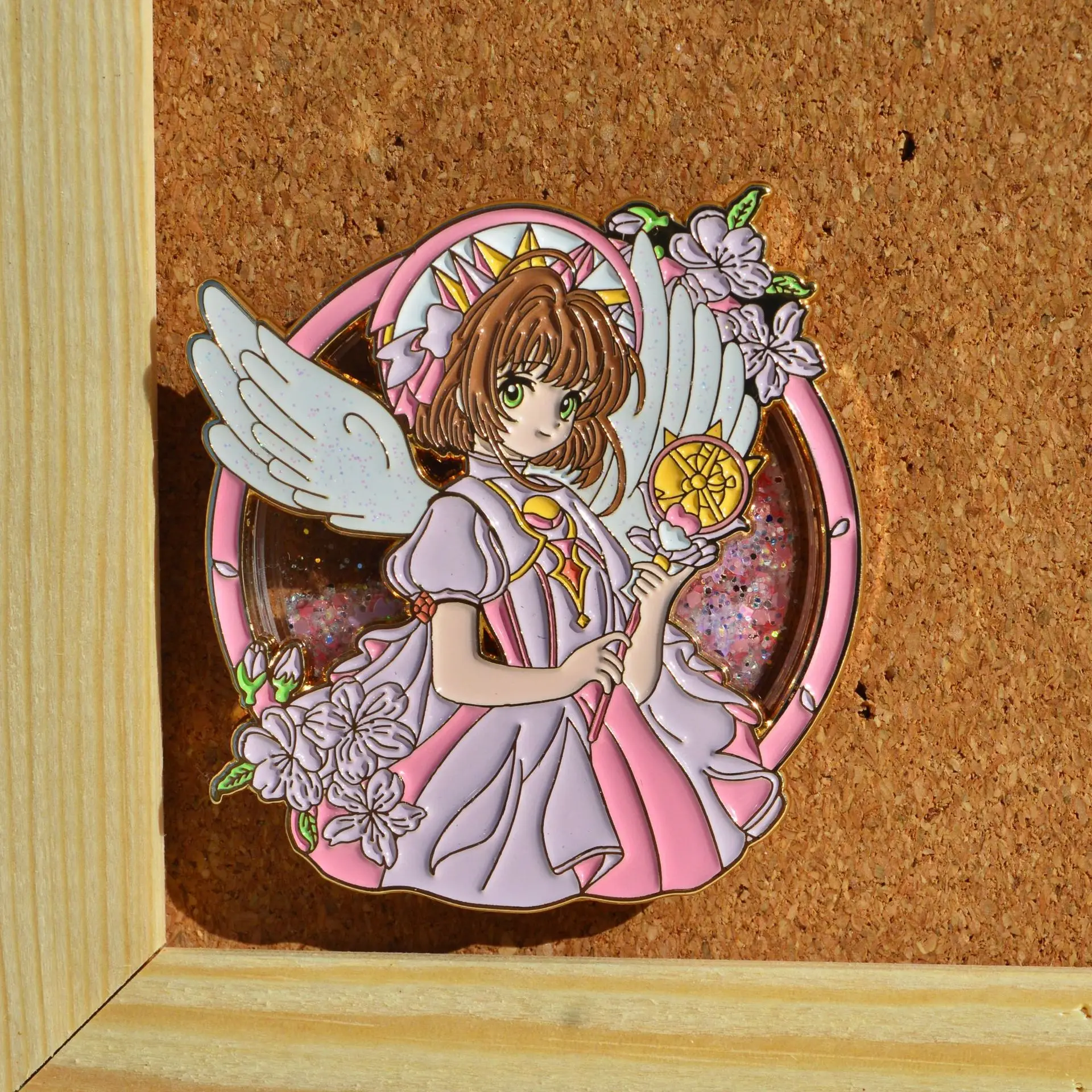 Anime Cardcaptor Sakura Quicksand Pins KINOMOTO SAKURA Metal Badges Manga Brooches for Bag Backpack Clothing Lapel Cosplay Gift
