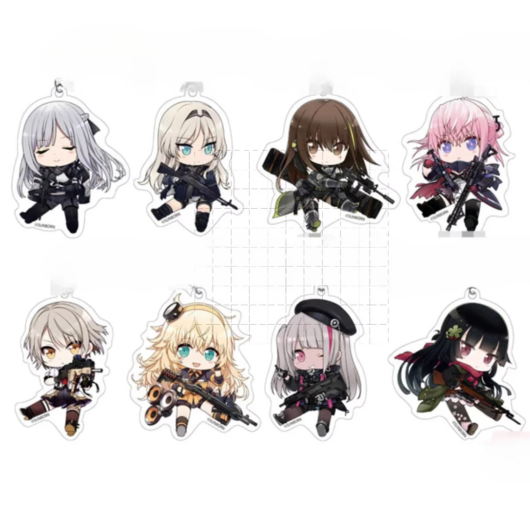 Game Girls Frontline Keychain Doll Anime M4A1 M16A1 UMP45 RO635 UMP9 STAR-15 Acrylic Keyring Pendant for Gift