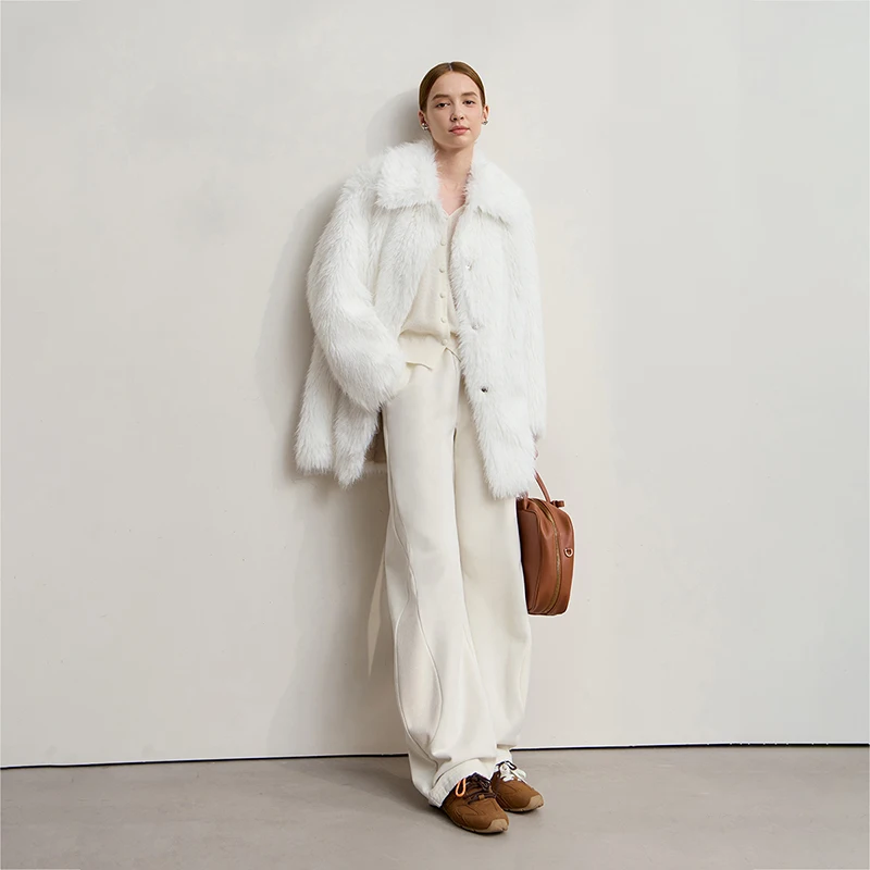 AMII Winter Bontjas 2025, Herfst Nieuwe Turn-Down Kraag Veelzijdige Jas Vrouw Lange Mouwen Losse Casual Dames Bovenkleding 12554008