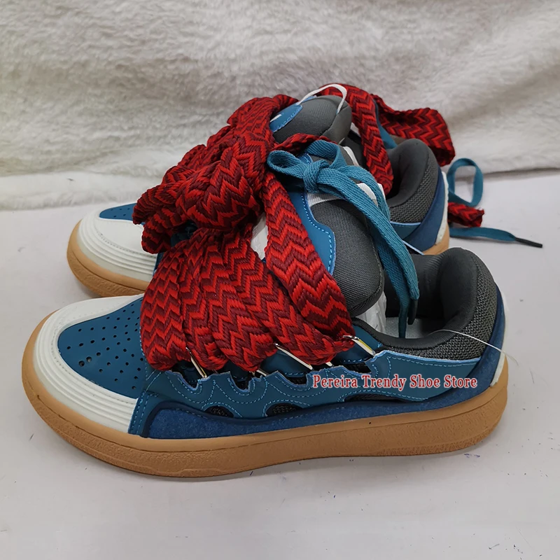 Summer Trend Brand Thick Soled Casual Sneakers for Men Women Mixed Colors Lace-Up Comfortable Breathable Couple Board Shoes