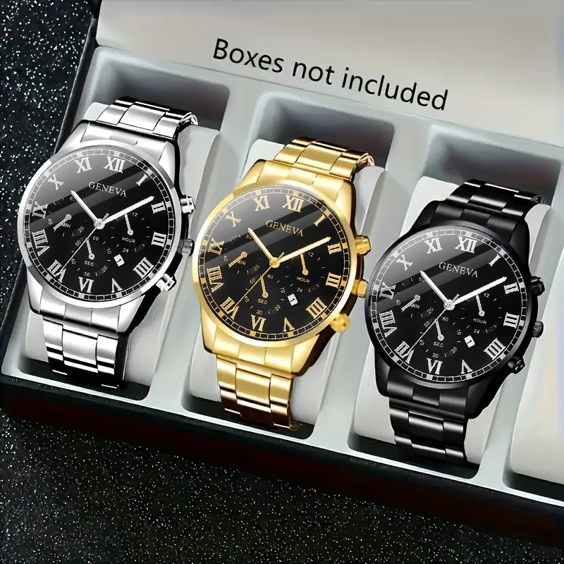 3-piece men's popular watch set, quartz watch combination, latest model, the choice of fashion enthusiasts