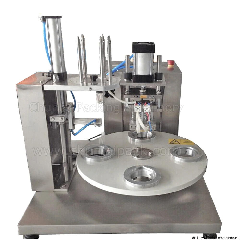 2026 Hot Selling4 Position MS-1 Semi-Automatic Rotary Type Yogurt Sauce Jam Cup Pre-cut Aluminium Foil Lid Sealing Machine