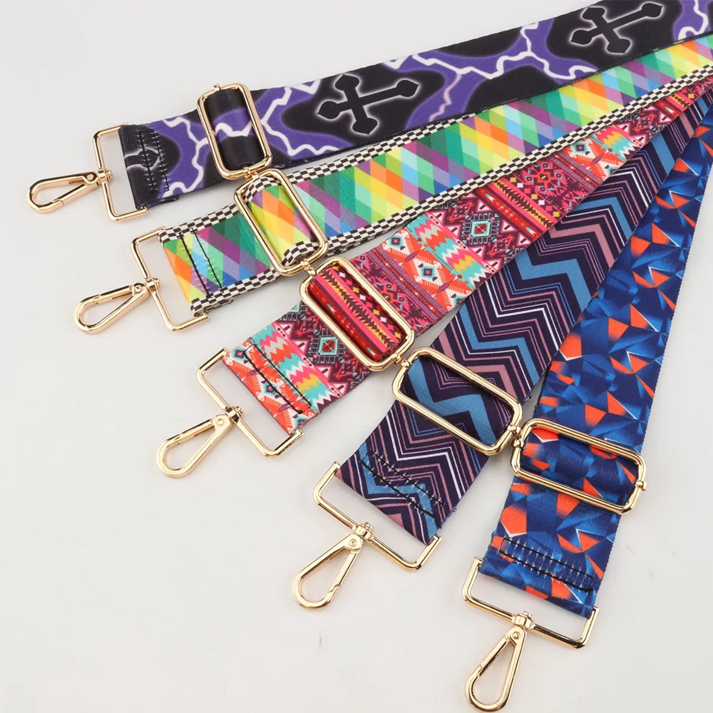 

For Ethnic Style Fashion Printed Diagonal Cross Bag Strap Colorful Mixed Shoulder Strap With Multiple Styles Bag Width 5cm