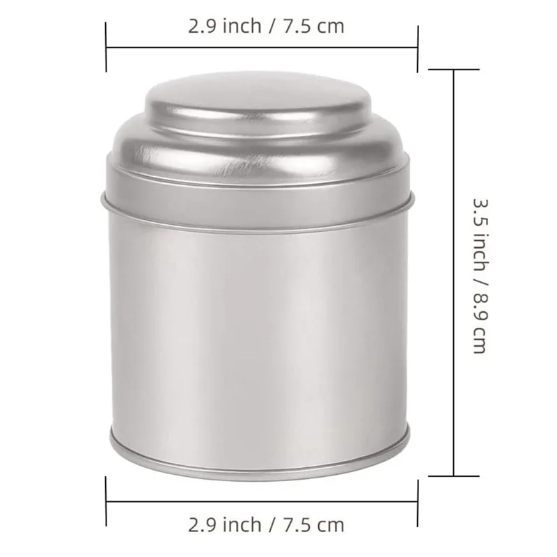 6Pcs Tea Tins Canister with Airtight Double Lids,Mini Tin Can Box and Small Round Kitchen Canisters for Tea (Silver)