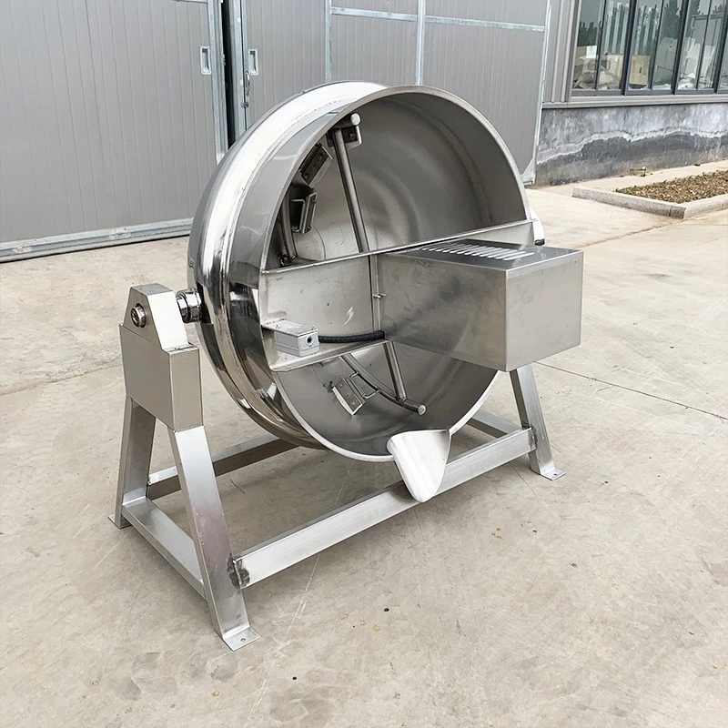 Commercial Intelligence Automatic Stir Fry Machine 200l 400l Steam Heated Tilting Jacketed Cooking Kettle With Agitator