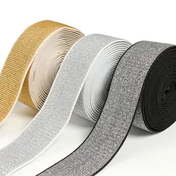 2/5Meter Elastic Bands Soft Gold Silver Glitter Elastic Ribbon Strap DIY Sewing Trim Waistband Elastic Crafting Trim