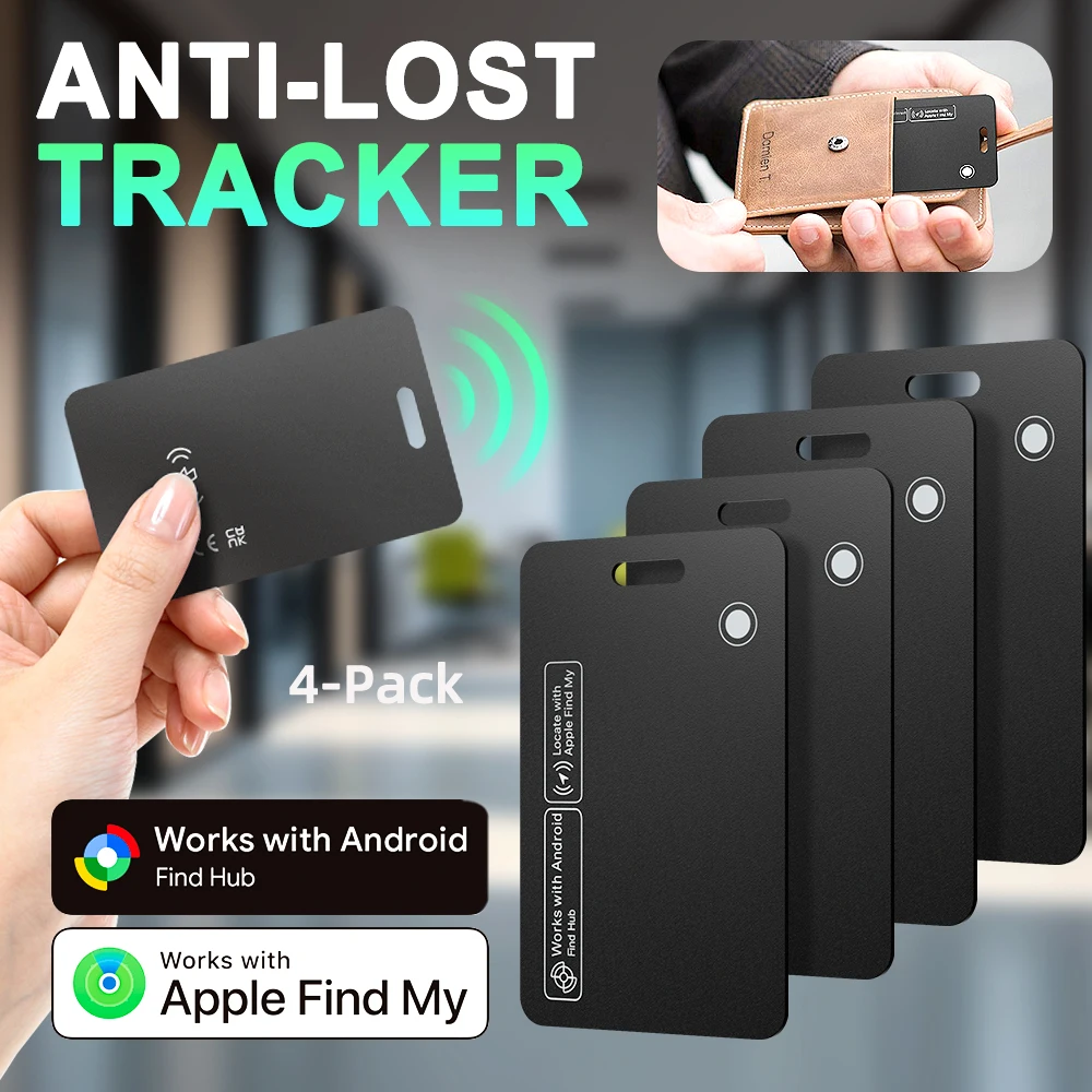 Tarjeta de seguimiento de billetera Android con carga inalámbrica, localizador GPS, etiqueta inteligente para dispositivos Google, Find My, Airtag, GPS Locat