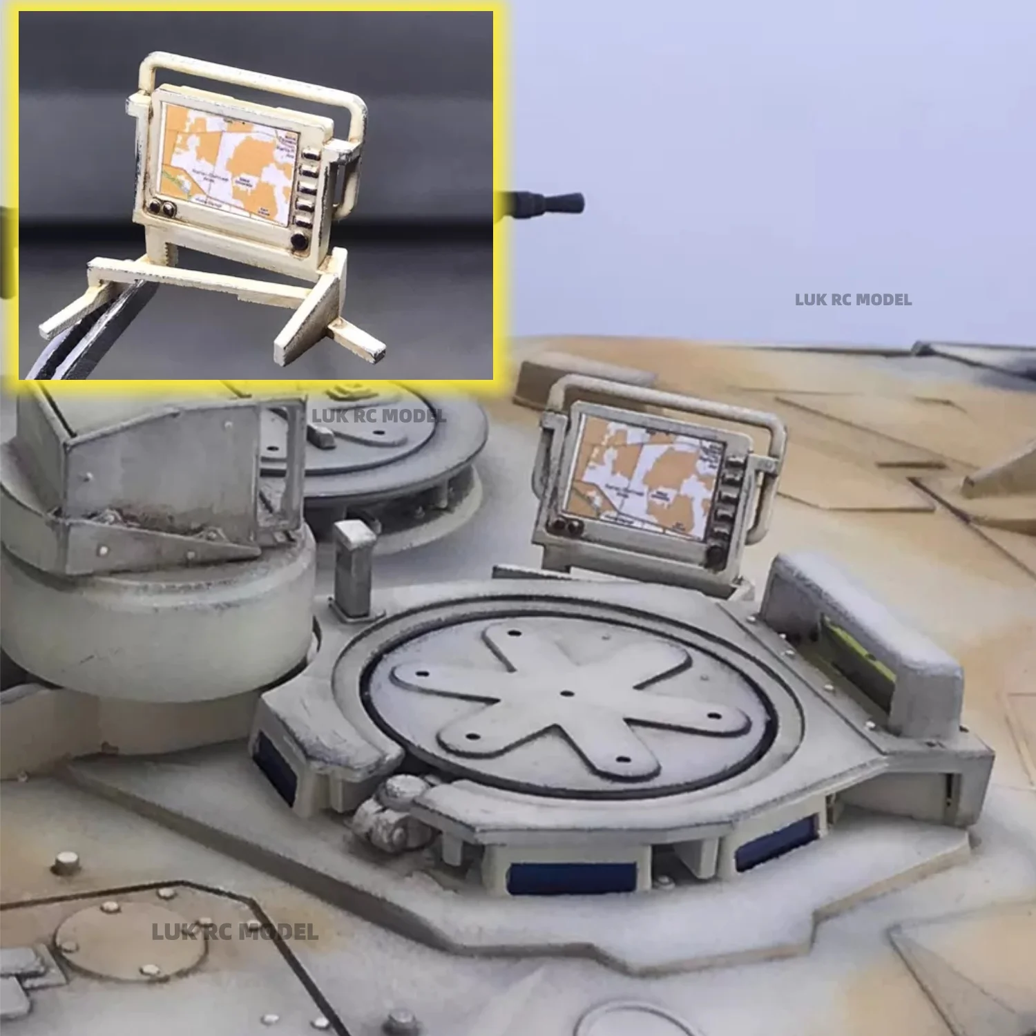 Small Computer For HL 1/16 Leopard 2A6 Modified 2A7 Small Computer Distressed Craftsmanship Yellow 3D Printing Modification DIY