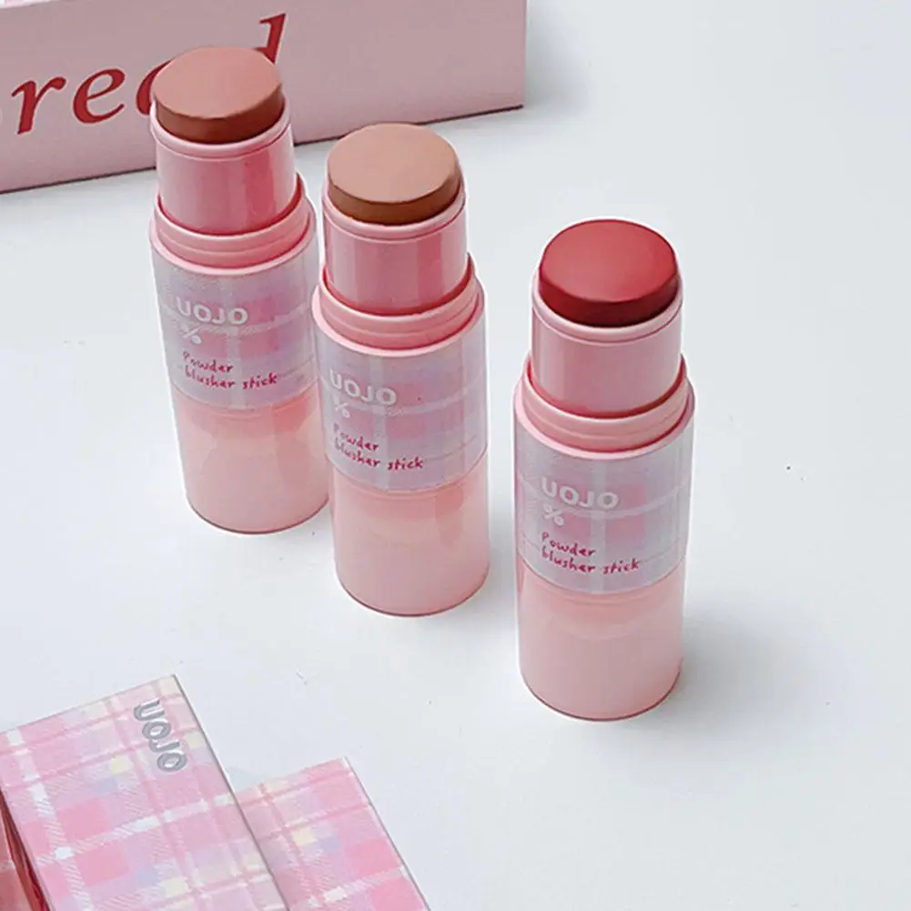 3Colors Natural Pink Color Cappuvini Blusher Stick Face Blusher Patting Powder Blusher for Cheeks Cute Korean Style