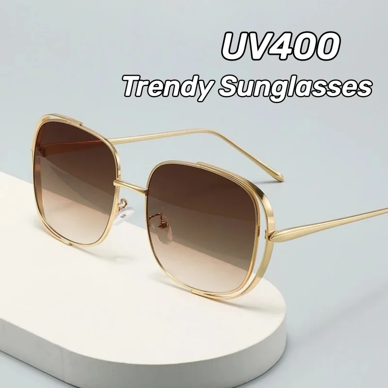 

Retro Brand Designer Sunglasses Oversized UV-Protective Openwork Frames UV400 Shades Eyewear Unisex Classic Driving Shades
