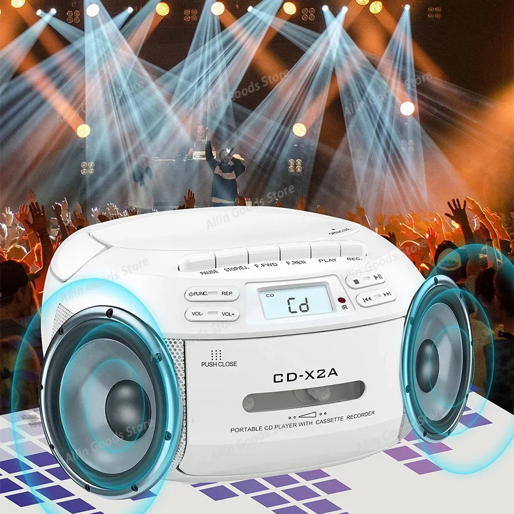 Portable CD Player With Bluetooth AM/FM Radio Versatile Playback Options Built-in Speaker USB MP3 with tape player and recording