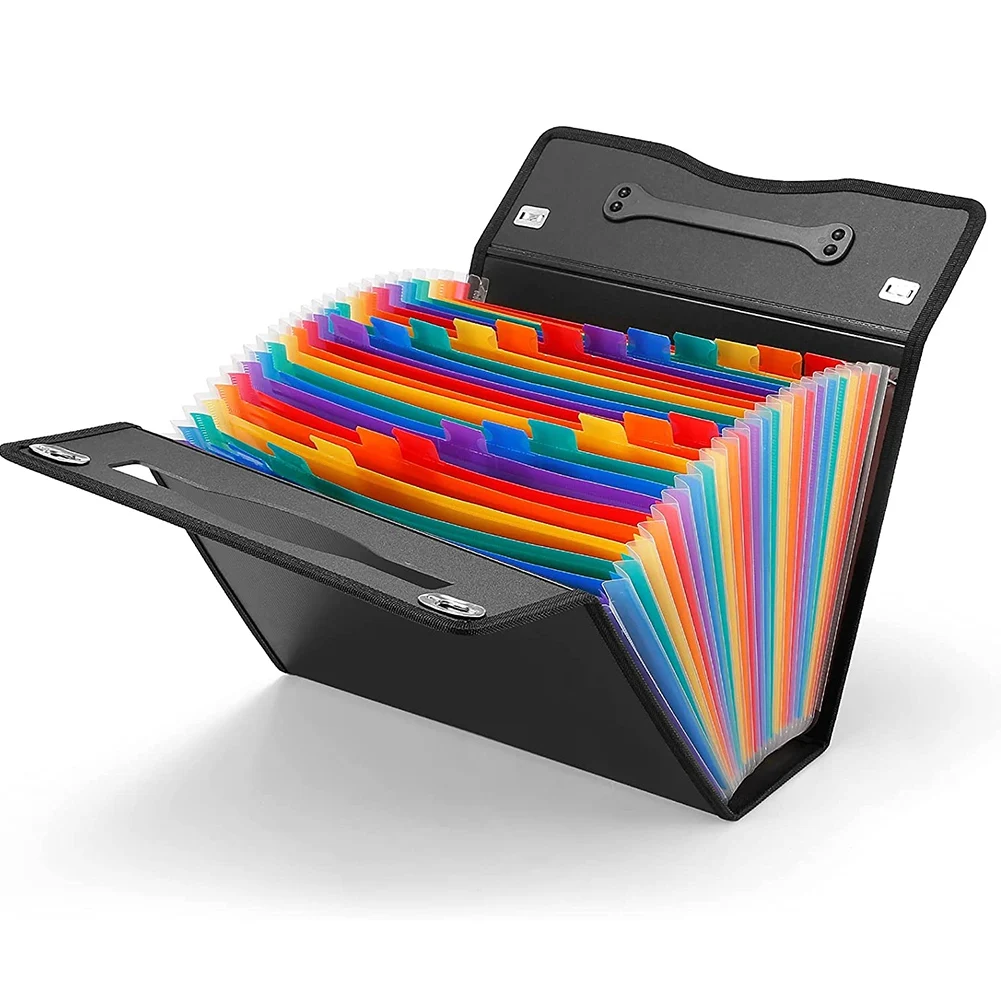SPOR 24 Pockets Expanding File Folder Accordian File Organizer,Plastic Paper Document Receipt Organizer for Business, Office