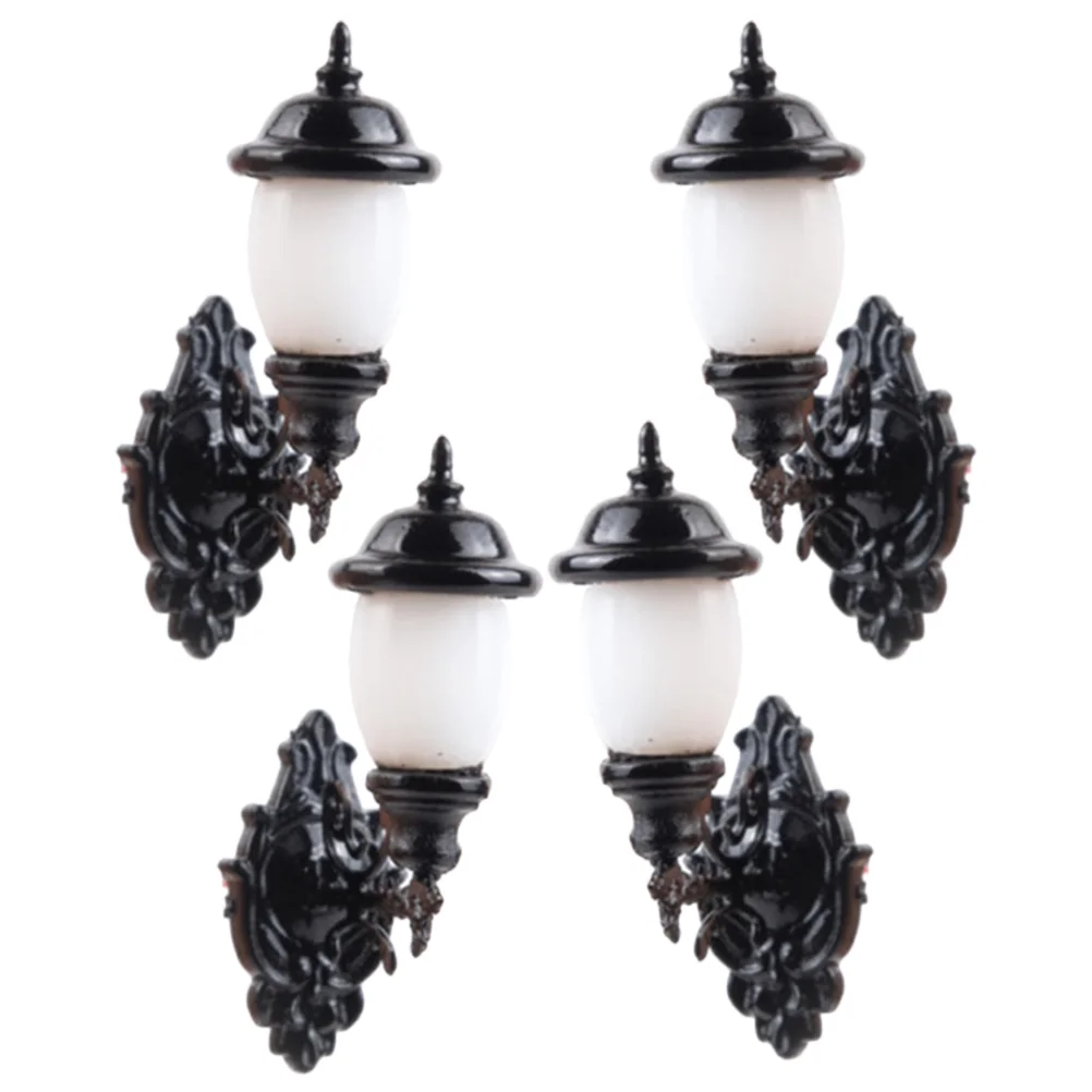 4 Pcs Dollhouse Wall Light outside Lamps for Lanterns Mini Model Adornment Luminous Outdoor