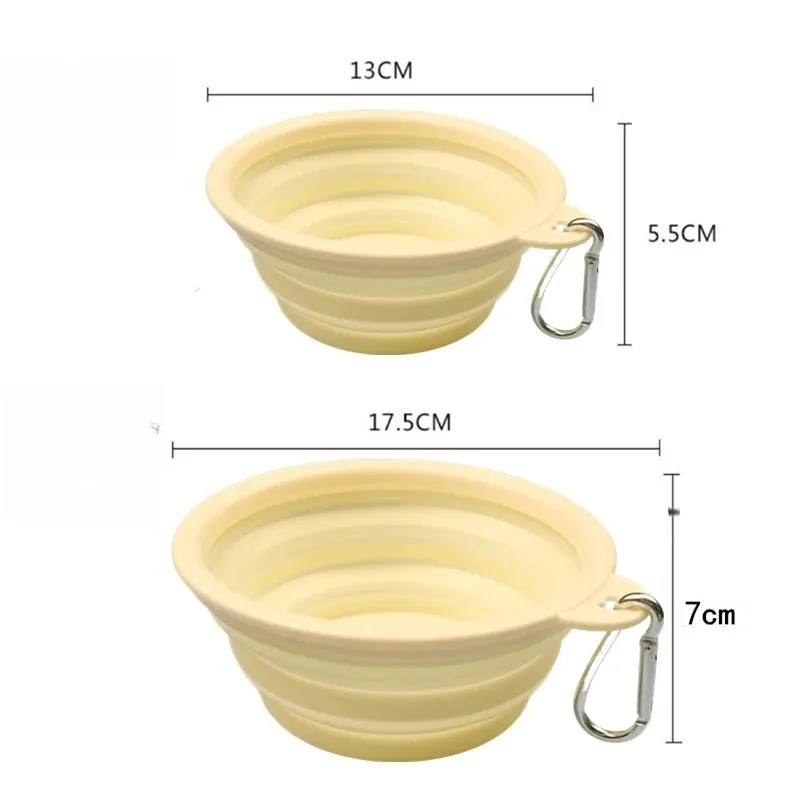 Macaron Color Collapsible Silicone Pet Bowl Portable Foldable Dog Water Food Bowl With Carabiner Clip Outdoor Travel Feeding Bow view 5