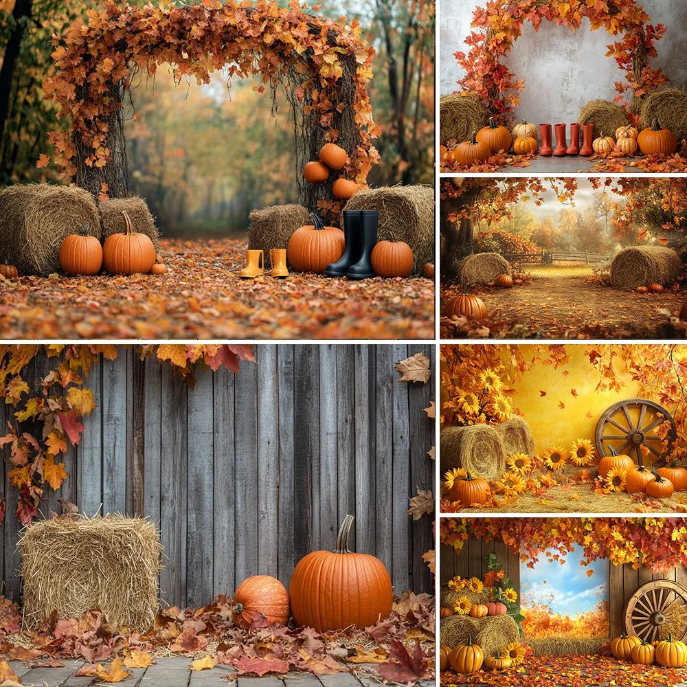 

Photography Background Fall Autumn Harvest Rustic Barn Hay Pumpkins Kids Birthday Portrait Decor Backdrop Photo Studio