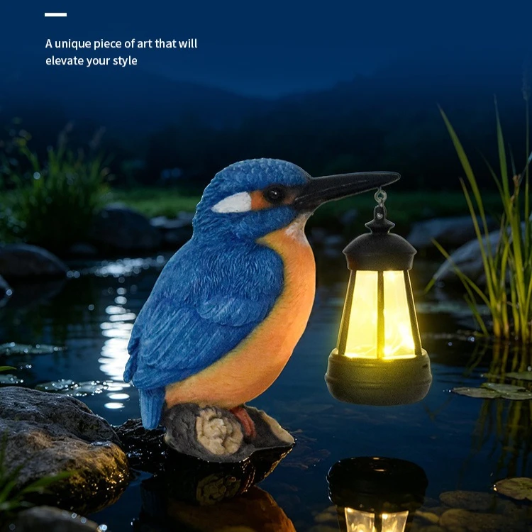 Outdoor Garden Sculptures Lawns Courtyards Blue Lanterns Kingfisher Decorations Resin Handicrafts Ornaments