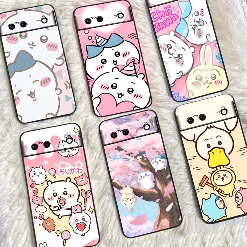 

Cute Chiikawa Hachiware Usagi For Google Pixel 9a 9 8A 8 7 7A 6 6A Pro XL 2024 5G Black Soft TPU Silicone Cover Phone Case
