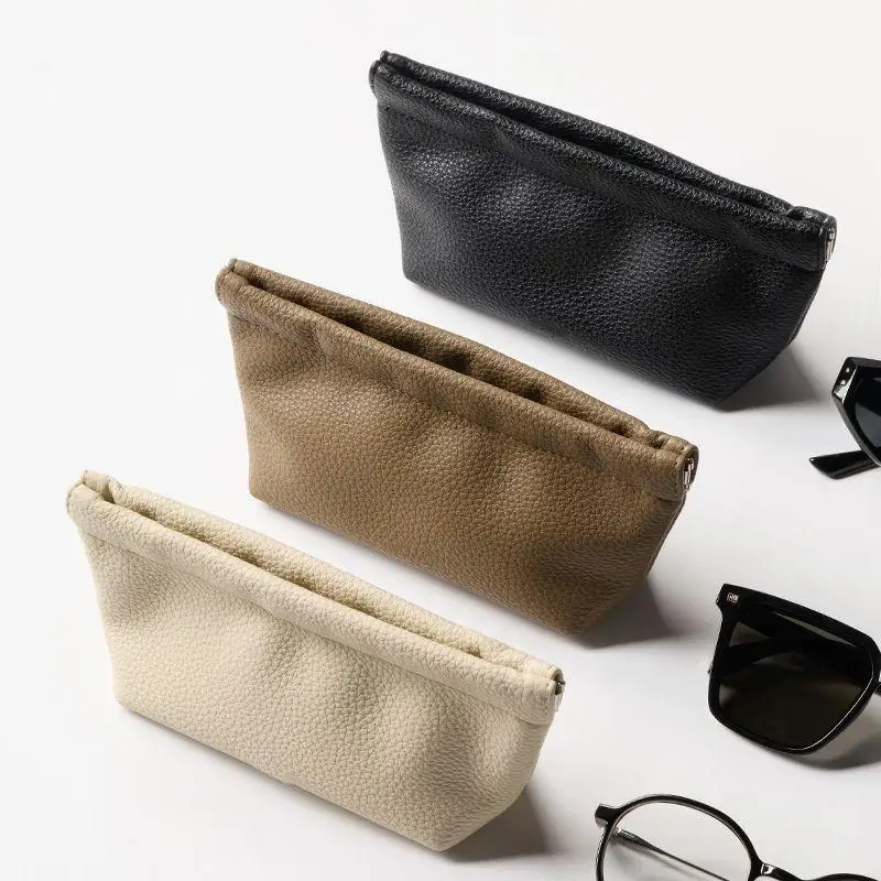 Soft PU Leather Sunglasses Portable Magnetic Attraction -Resistant Eyeglass Case Multi Functional Daily Storage Bag