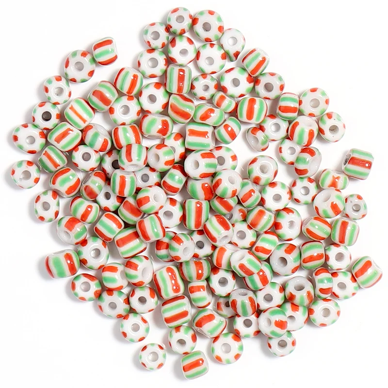 Apx 130pcs/Lot 4mm Stripe Czech Glass Seed Beads Round Acrylic Spacer Beads For Jewelry Making DIY Bracelet Necklace Accessories