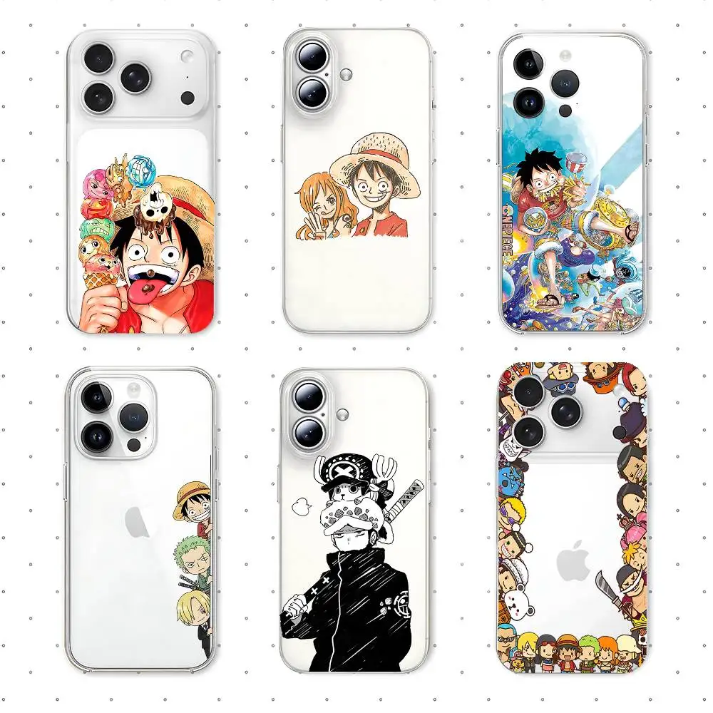 ANIME O-ONE PIECE Phone Case For Iphone17 16 15 11 13 14 Pro Max 7 8 Plus X Xr Xs Max Se2020 12mini Transparent Cov