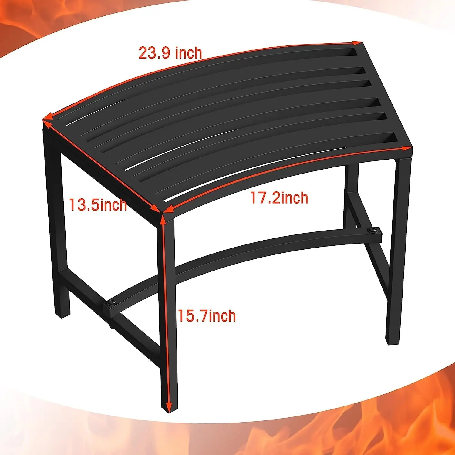 Heavy Duty Curved Fire Pit Bench Set of 4, Metal Outside Seating, Outdoor Steel Backless Benches for Garden, Patio, Porch
