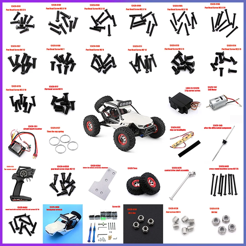 12429 Original Parts 0101-1098 Wltoys 12428 RC Car Spare Part Screw/Differential/Servo/Nut/Motor/Shell/Receiver/Remote Control