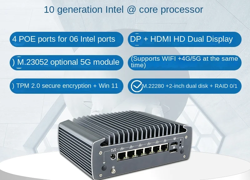 Mini Computer Host Embedded Industrial Control Machine Fanless Industrial Computer