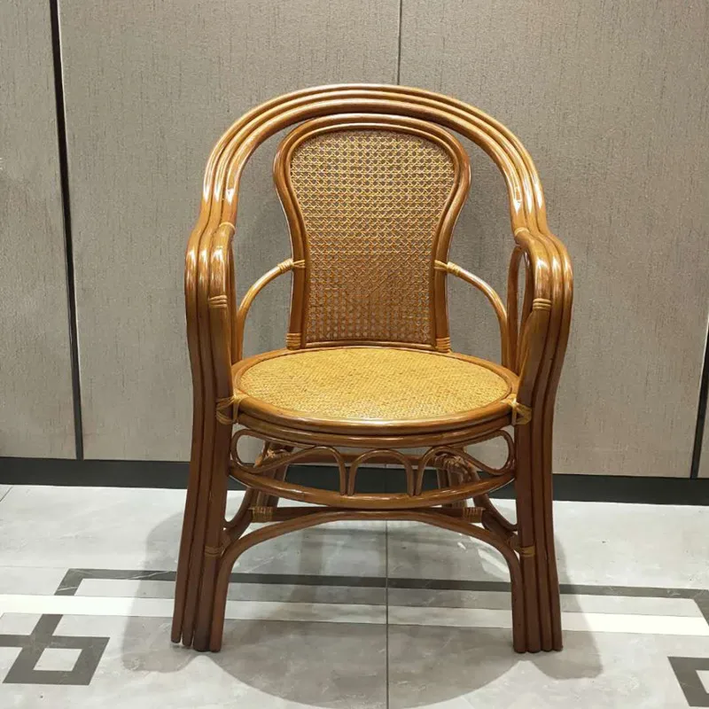 

Single Back Chair Handwoven Chair Office Rattan Chair Vintage Balcony Elderly Adult Leisure floor