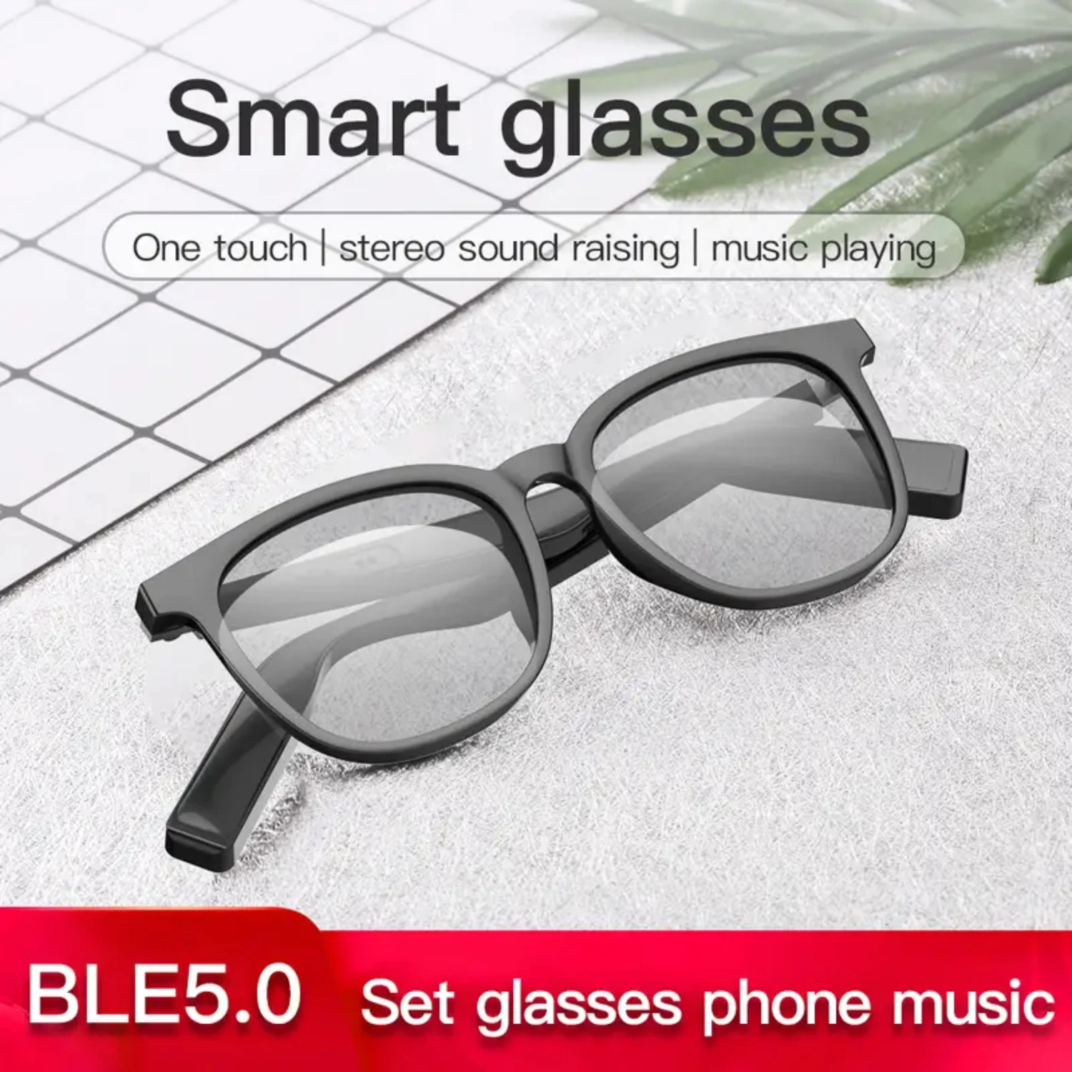 Smart Bone Conduction Audio Glasses With Touch Control, Magnetic Charging | Wireless Built-in Mic & Speakers With BT 5.0 - Voice