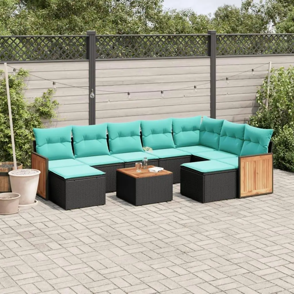 

10 Piece Outdoor Patio Sofa Set with Cushions Wicker Rattan Furniture Garden Seating