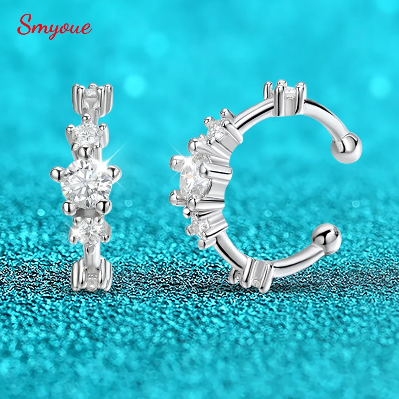 

Smyoue 0.64cttw Full Moissanite Clip Earrings Women Luxury Quality Hip Hop Party Jewelry S925 Sterling Silver Plated Platinum