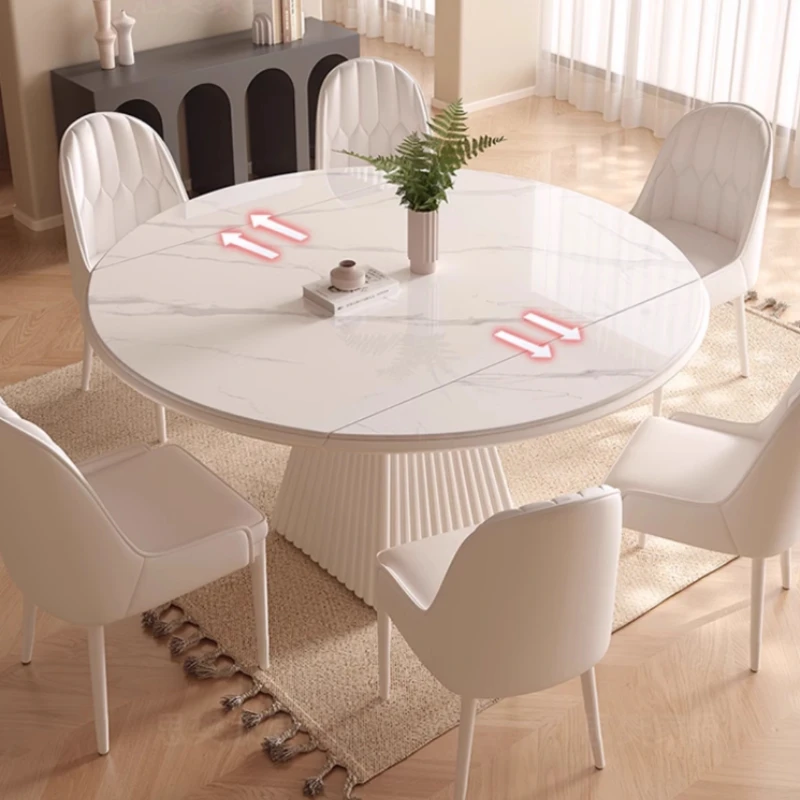 Unique Event Luxury Table Modern Salon Unfoldsnle Living Room Kitchen Dining Table Folding Round Tavoli Da Pranzo Home Furniture