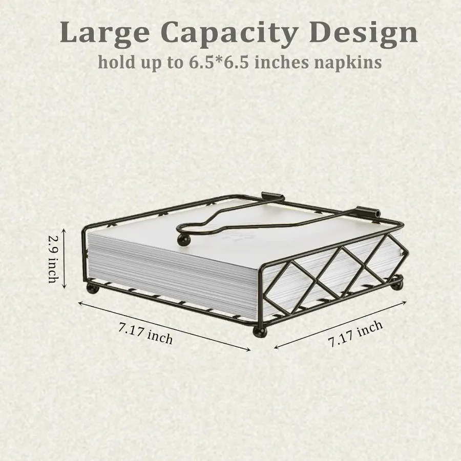 حامل مناديل لحوامل مناديل ورقية مربعة الشكل مع ذراع مرجح أنيق مسطح ريفي معدني حامل مناديل حديث للمطبخ