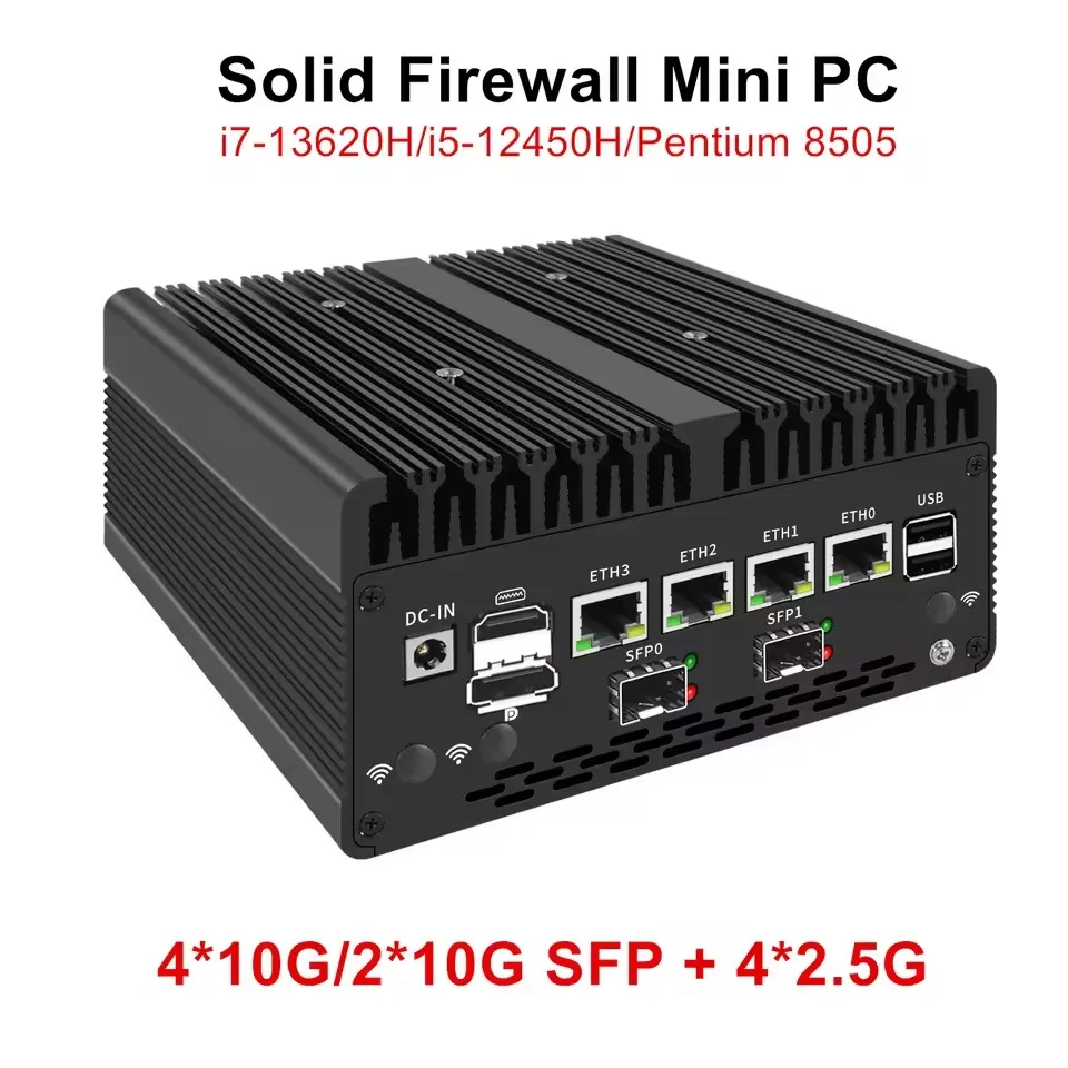 

BKHD New 4xi226-V 2.5G Firewall Mini PC 4*/2*10G SFP+ Intel i7 13620H 8505 2*DDR5 NVMe Industrial Computer Home Server Proxmox