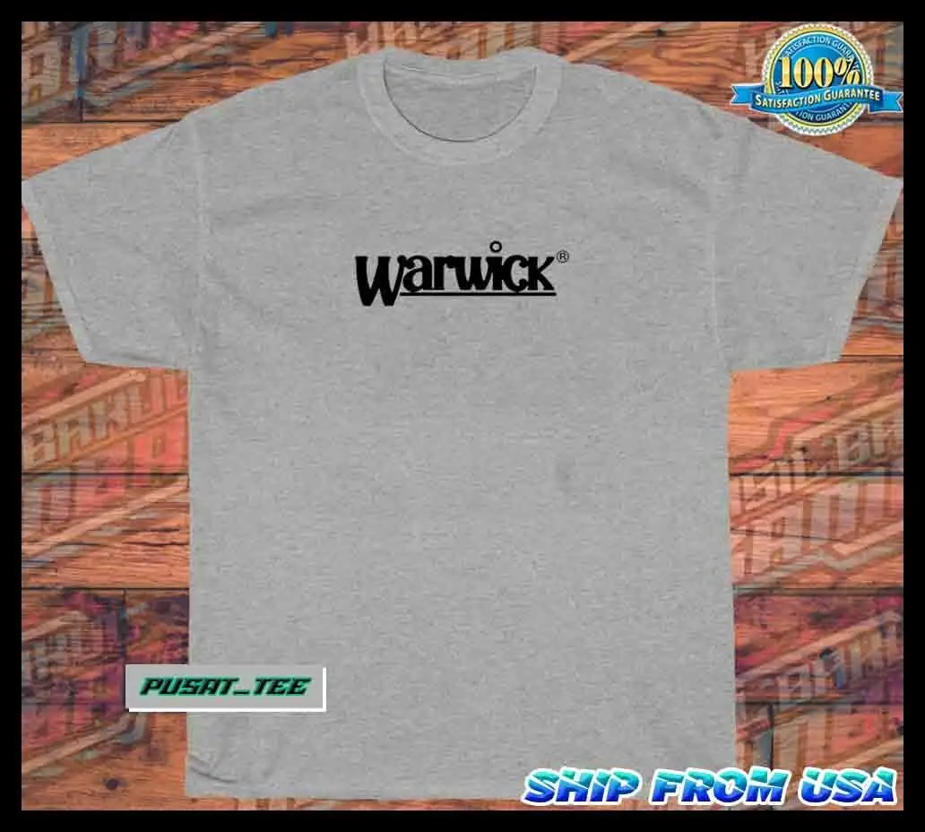 New Item Warwick American Funny Logo Men's Heavy Cotton T-Shirt Size S-5XL