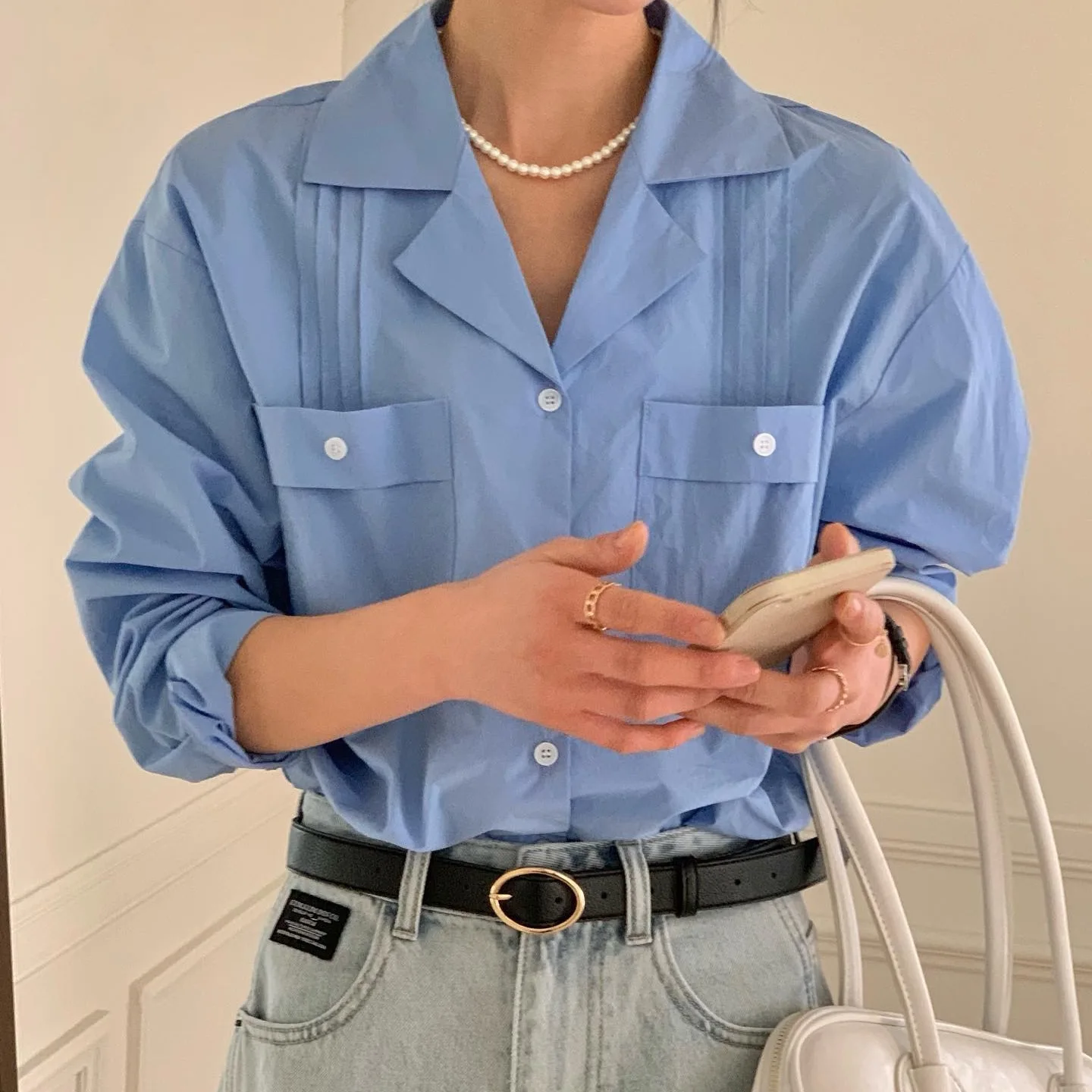 Fashionable Versatile Tailored Shirt Elegant Personality Match All Loose Fit Long Sleeve Women's Cardigan Style Summer Shirt
