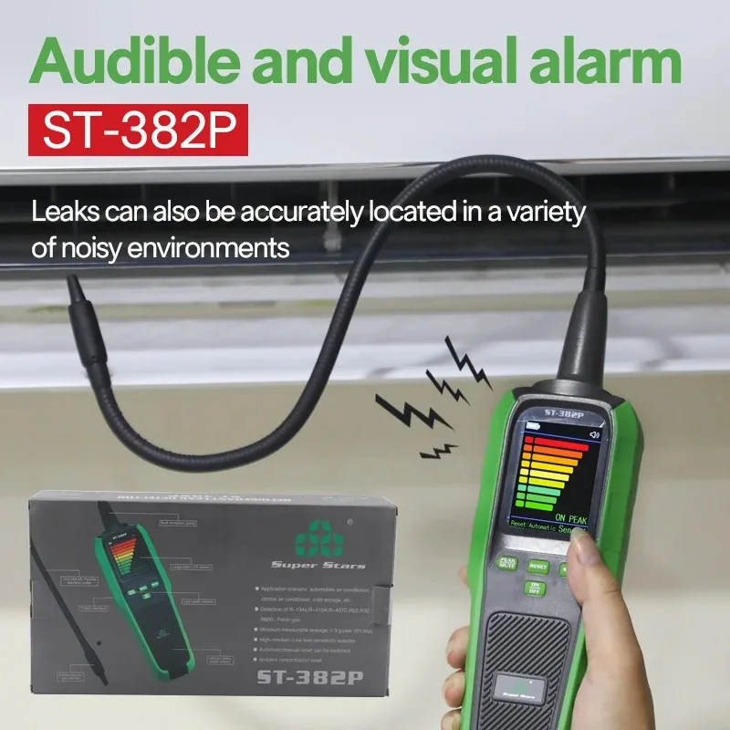 

ST-382P Refrigerant Leak Detector for AC Car Freon Gas Leakage Testing HVAC Cooling System Diagnostic