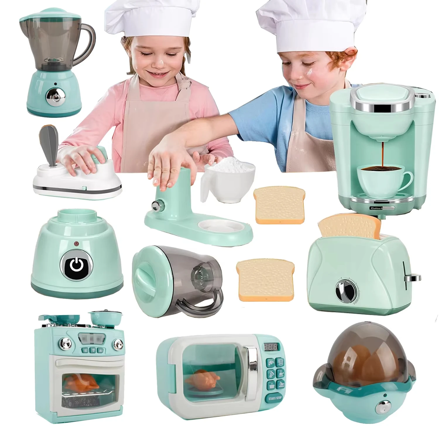 Keuken Speelgoed Set Kinderen Fantasiespel Huishoudelijke Apparaten Wasmachine Broodrooster Magnetron Juicer Eierkoker Meisjes Jongens Speelhuis Speelgoed
