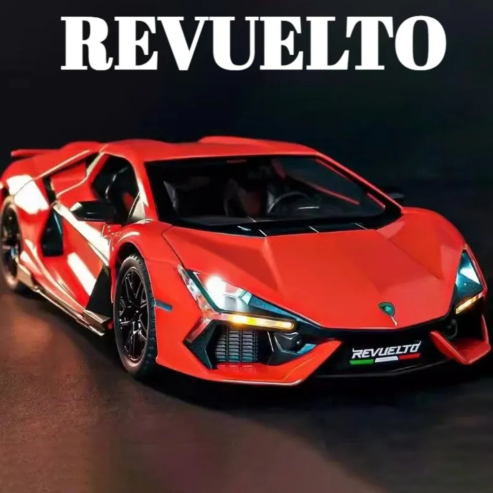 Maßstab 1:24 Lambor Revuelto SCV12 Sportwagen Spielzeugmodell Musik Licht Supercar Scherentüren geöffnet Fahrzeugmodelle Sammlung Geschenke