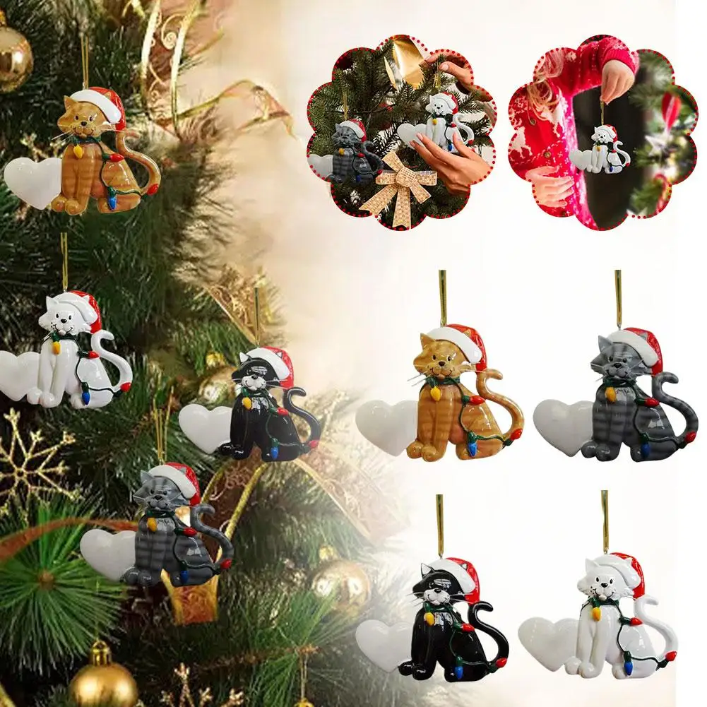 Cartoon Cute Cat Christmas Ornaments Hanging Decoration Personalized Supplies Christmas Tree Pendant Cat Party Hanging V8R7