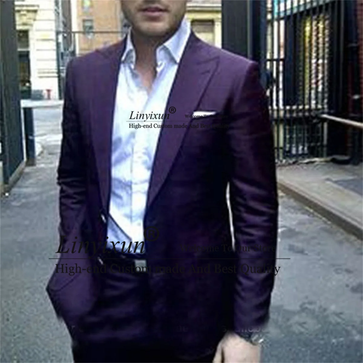

Latest Coat Pant Designs Dark Purple Men Suits For Wedding Slim Fit Groom Tuxedos 2 Pieces Set Male Prom Blazer Terno Masculino