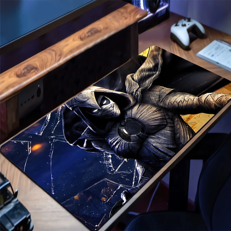 

Desk Mat M-marvel Moon Knight Mousepad Anime Mouse Pad PC Accessories Gamer Keyboard Black Soft Pad Gaming Extended Mats
