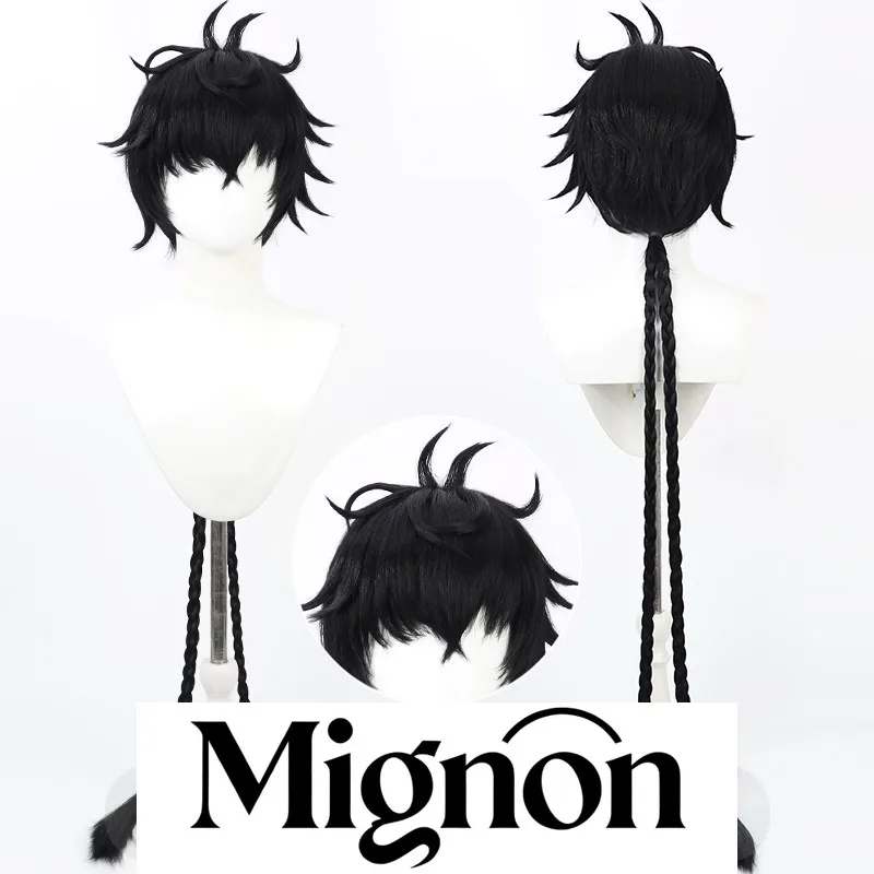 วิกผมคอสเพลย์ชาย วูเธอริง เวฟส์ สีดำ แบบยาวพิเศษ ปลายผมพอง ป้องกันผมชี้ฟู