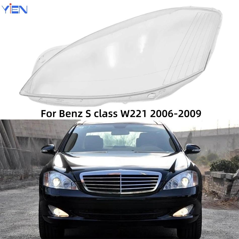 

For Mercedes Benz S class W221 2006 2007 2008 2009 Auto Accessories Polycarbonate High Gloss Fully Transparent Front Lamp Cover