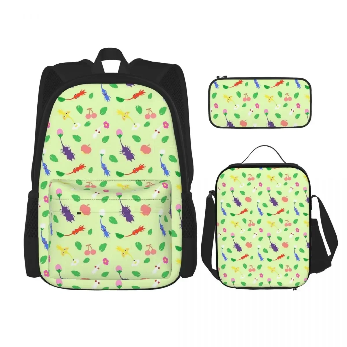

Pikmin Backpacks Boys Girls Bookbag Children School Bags Cartoon Kids Rucksack Lunch Bag Pen Bag Three-Piece Set