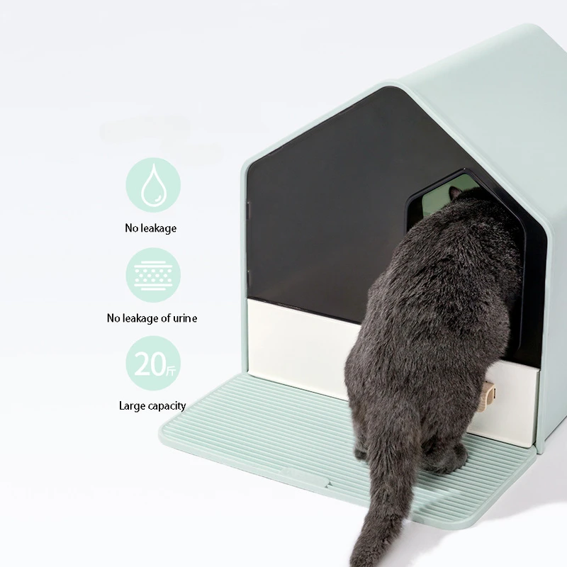

Front-entry Fully Enclosed Cat Litter Box Drawer Type House Shape Cats Toilet Anti-splash Kittens Bedpan Pet Sand Basin Supplies